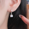 Men's Sterling Silver Cube Pendant Hoop Earrings