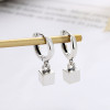 Men's Sterling Silver Cube Pendant Hoop Earrings