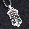 Pendentif homme bouclier fleur de lys croix argent zirconium