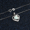 Rhodium Platted Sterling Silver Opal Zirconia Inpay Pendant Necklace