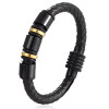 Herrenarmband aus geflochtenem Leder mit schwarzer Kordel und magnetischem Stahlverschluss
