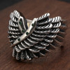 Men's Sterling Silver Angel Wings Zirconia Inlay Signet Ring