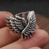 Men's Sterling Silver Angel Wings Zirconia Inlay Signet Ring