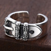 Men's Buckle Biker Sterling Silver Open Ring