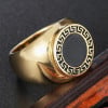 Men's Gold Plated Stainless Steel Black Resin Greek Key Ring