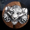 Men's Sterling Silver Wolf Head Open Signet Ring