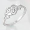 Rhodium Plated Sterling Silver Heart Celtic Ring