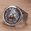 Bague chevaliere homme argent ouvert tete de lion zirconium