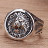 Men's Sterling Silver Lion Head Signet Open RIng
