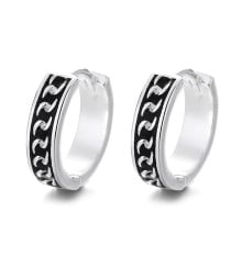 Men's Sterling Silver chain Hoop Earrings