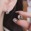 Men's Sterling Silver pentacle Heart Hoop Earrings
