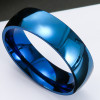 Bague homme bombe anneau dome tungstene bleu a graver