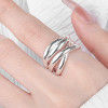 Women's Sterling Silver Polished Minimalist Chased Open Ring