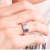 Bague chevaliere argent plaque rhodium zirconium homme femme