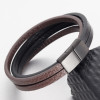 Bracciale da uomo multinastro in pelle con chiusura magnetica in acciaio