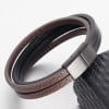 Men's Multi Ribbon Leather Bracelet Stainless Steel Clasp