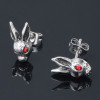 Boucles d'oreilles homme tete de lapin clous acier zirconium