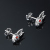 Men's rabbit head Stainless Steel Cubic Zirconia Inlay Stud Earrings