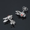 Men's rabbit head Stainless Steel Cubic Zirconia Inlay Stud Earrings