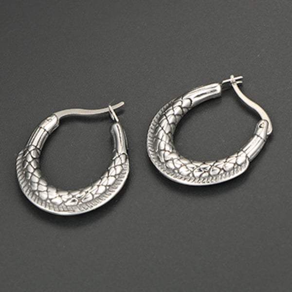 Boucles d'oreilles homme anneau ecailles acier - paire