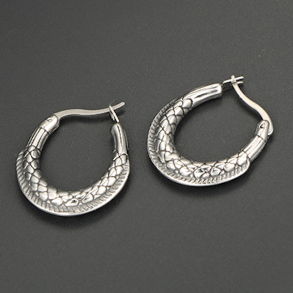 Pendientes de aro con escamas de acero para hombre - par