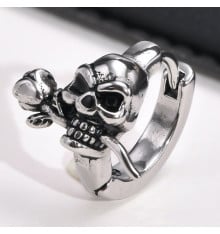 Men's Stainless Steel Skull Hoop Earrings
