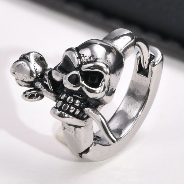Men's Stainless Steel Skull Hoop Earrings