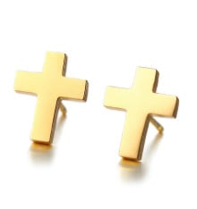 Men's Stainless Steel Cross Stud Earrings - pair