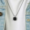 Pendentif personnalise homme Acier plaque collier onxy noir personnaliser