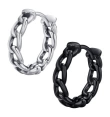Men's Stainless Steel Chain Hoop Earrings - pair