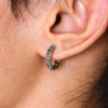 Boucles d'oreilles homme creoles anneau acier chaine tressee - paire