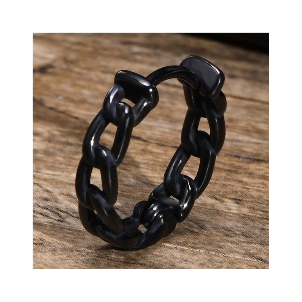 Boucles d'oreilles homme creoles anneau acier chaine tressee - paire