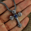 Men's Sterling Silver Celtic Cross Zirconia Inlay Pendant