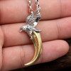 Pendentif homme argent corne dent canine aigle