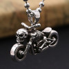 Men's Sterling Silver Skull Biker Moto Pendant