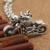 Men's Sterling Silver Skull Biker Moto Pendant