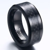 Men's Tungsten Fiber Carbon Inlay Ring With Greek Key