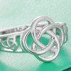 Rhodium Plated Sterling Silver Celtic Knot Clover 4 Leaf Ring