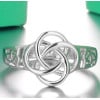 Damen-Trifle-Ring aus rhodiniertem Silber mit 4 Blättern, eingraviertem keltischen Knoten