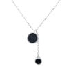 Collana pendente in argento rodiato goccia d'acqua resina nera catena tonda 45 cm