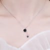 Rhodium Plated Sterling Silver Water Drop Black Resin Pendant Necklace