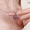 Colgante de plata para hombre y mujer, placa medallón de buena suerte, resina