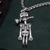 Men's Sterling Silver Skull skeleton Rose Pendant