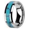 Men's Tungsten Carbide Band Ring With Turquoise Center Inlay