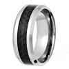 Men's Tungsten Carbide Band Ring Black Carbon Fiber Inlay