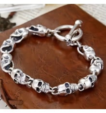 Men's Sterling Silver Skull Bracelet