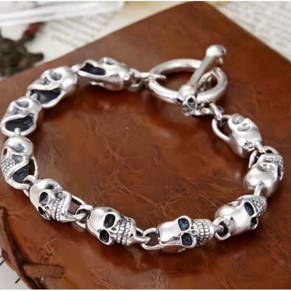 Men's Sterling Silver Skull Bracelet