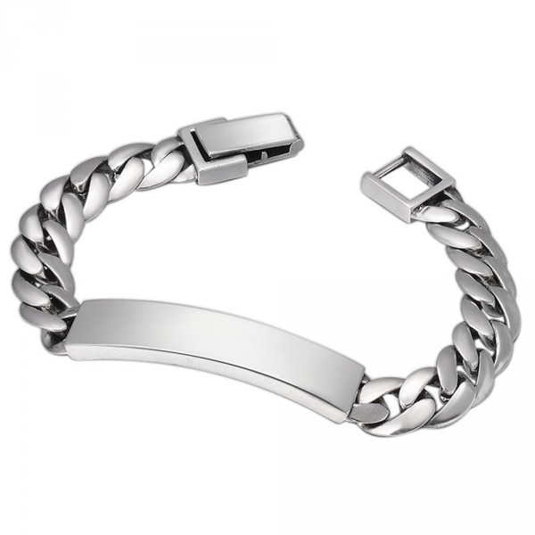 Men's Sterling Silver Curb Biker Bracelet BijouxStore webid2145