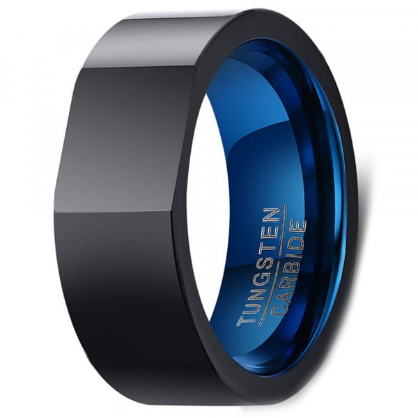 Men's Tungsten Carbon Fiber Inlay Wedding Band Ring 