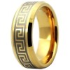 Bague doree motif grecque anneau tungstene plaue or